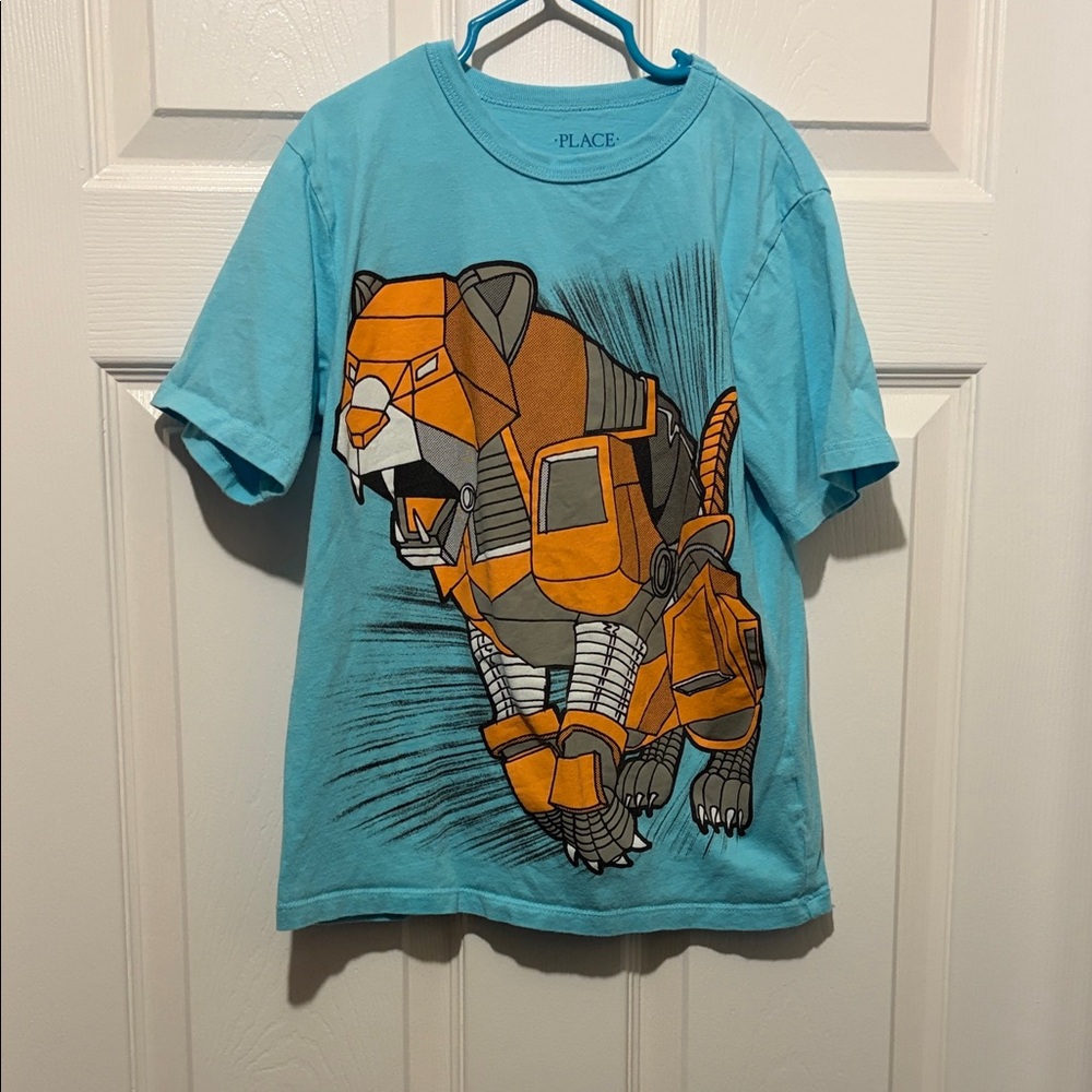 Place Kids Turquoise and Orange Robot Tiger Tee
